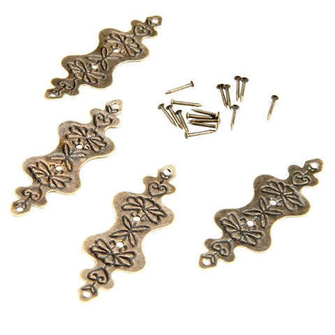 Antique Bronze Corner Brackets And Decorative Box Feet Set For Wood Boxes Cabinets And Trunks 150 Pcs with screws