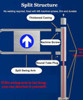 Rugged Stainless Steel Automatic Closing Swing Gate With Spring Loaded Metal Barricade For Industrial Warehouse Security Entrance labeled parts diagram.