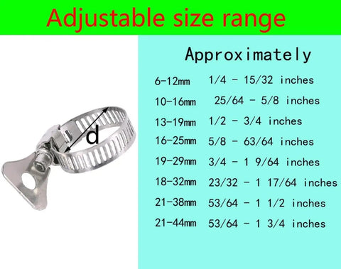 10 Pack 304 Stainless Steel Hose Clamps With Adjustable Thumb Screw And Key Type Design, 18 To 32 MM Range, Heavy Duty, Versatile