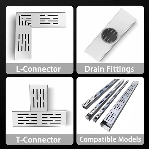 Heavy Duty 304 Stainless Steel Drain Channel For Outdoor Pools And Decks L And T Shaped Trench Drain Kit components