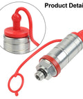 Beefy Hydraulic Breakaway Coupler 3C001-82010 Metal Quick Connect Fitting For Tractor Hydraulics with red cap and connector.