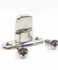 Pro Level Double Height Turn Button With 2 Hole Stud In Swanky Nickel Plated Brass Comes As A Killer 10 Piece Set Packed With Installation Screws - close up view with screws