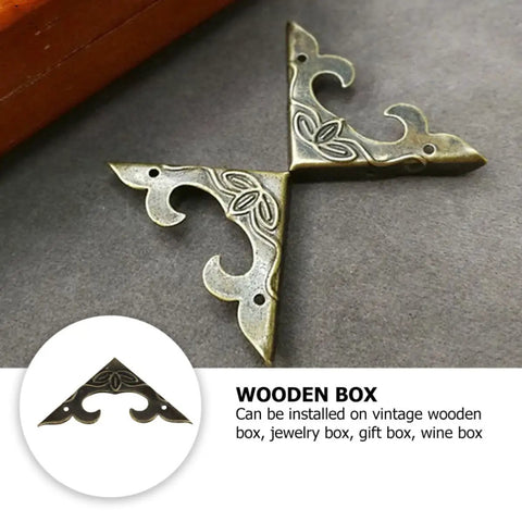 Iron Corner Protectors For Boxes And Drawers, Triangle Carved Guard In Bronze Retro Vibe, Durable Metal Furniture Corner Guards