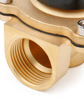Close-up of 1 Inch Normally Open 2 Way Brass Electric Solenoid Valve For Water And Air, gold finish, 110V AC