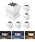 6 Pack Solar Post Cap Lights For 4x4 Vinyl And 4x4 To 6x6 Wood Posts, Waterproof Outdoor Deck Fence Lighting, 3 Color Temperatures
