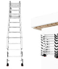 Premium Electric Retractable Attic Ladder Built From Tough Titanium Magnesium Alloy Featuring Dependable Telescoping Handrails for Loft Access