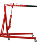 Heavy Duty 2 Ton Folding Engine Hoist Cherry Picker Shop Crane with hydraulic lift, foldable boom, and swivel caster wheels.