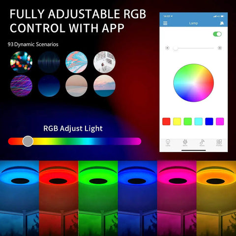 RGB control interface for LED Starlight Ceiling Light With Bluetooth Speaker 36W Dimmable Color Changing Ambient Lamp