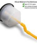 Universal Spill Proof Coolant Fill Funnel Kit With Complete Adapter Set For All Vehicles showing transparent funnel with yellow hose.