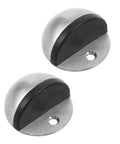 Two half dome Self Adhesive Stainless Steel Door Stop Set For Interior Doors on white background