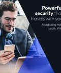 Man using Nighthawk 5G Mobile Hotspot M7 With eSIM Or SIM, Travel Ready Portable WiFi 7 Router For 140 Plus Countries on phone