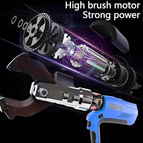 Electric Cable Cutter For Copper And Aluminum Wire Cordless 18V Battery Powered Fast Cut In Seconds Hammers Through Copper And Aluminum Cables Up To 120 Millimeters Heavy Duty Electric Wire Cutter With Two Rechargeable Batteries EZ120C, shown with internal motor and strong power features