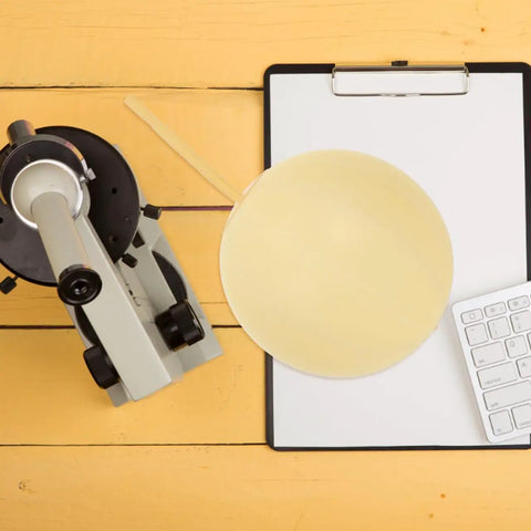 Microscope and clipboard on table; Gas Sampling Bladder for Lab and Mining Use, High Pressure Rubber Bladder With Dual Tail Design