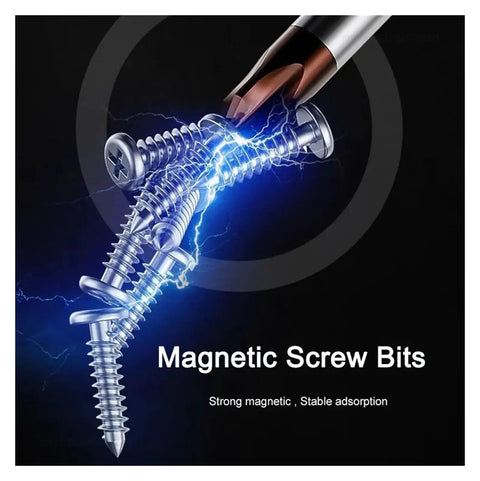 Ultimate 17-in-1 Precision Ratchet Screwdriver Set With Magnetic Bits For Electronics Repair And Home Auto Jobs That Seriously Rock.. magnetic screw bits close-up