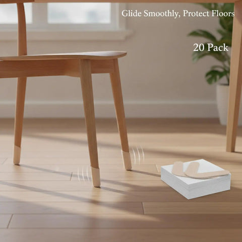 Self Adhesive Silicone Floor Protectors For Furniture Legs That Let Chairs And Tables Glide Smoothly Across Hardwood Tile And Laminate Floors While Preventing Scratches No Scratch Drama 3.3 By 1.5 Inches 20 Count showing a chair leg with silicone pads on hardwood floor