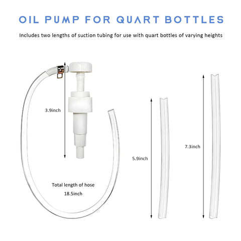 Grease Monkey Go To Fluid Pump For Standard Quart Bottles 4 Cc Per Stroke with two lengths of tubing for fluid transfer.