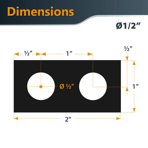 Diagram showing dimensions for Three Eighths Inch Dowel Drilling Jig with Cobalt M35 Drill Bit and Split Ring Stop Collar.