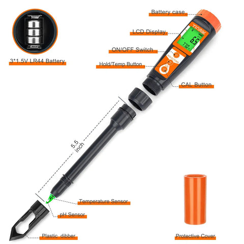 Diagram of Super Easy Soil pH Tester For Gardens And Lawns With Fast Accurate Readings No Slurry Needed No Guesswork Plug In And Test Handy