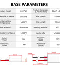 Two aluminum-shell PTC heaters with polyimide-film plates; 12V DC, 15W max, base 35×21×5 mm, 150 mm leads.