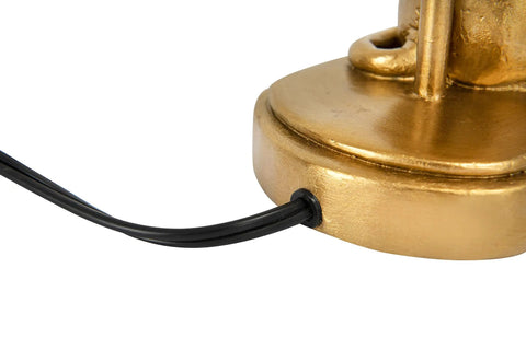 Base of Gold Lion Shaped Table Lamp With Black Shade Inline Switch Perfect Nursery Bedroom Or Office Desk Safari Theme Rustic Modern Decor