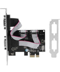 PCI Express to RS232 serial port adapter card with two port high speed data converter for industrial automation and data acquisition systems.