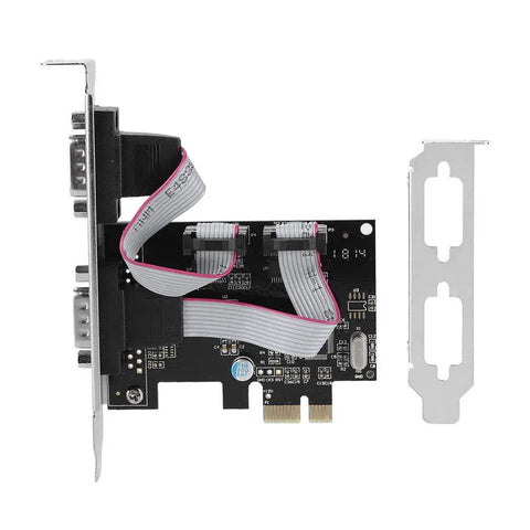 PCI Express to RS232 serial port adapter card with two port high speed data converter for industrial automation and data acquisition systems.