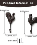 Vintage Cast Iron Rooster And Hen Wall Hooks Bring A Sick Farmhouse Vibe To Your Mudroom Kitchen Or Entryway With These Gutsy Decorative Hooks Adding Real Country Charm While Keeping Hats Bags Towels And Keys In Place Total Must Have Item, showcasing dimensions and mounting options.