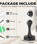 Grip Tight Magnetic Door Stops No Hassle Drilling With Dependable 3M Adhesive Tape To Keep Entryways Open with included installation components.