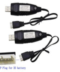 2 Pack USB To 11.1V 3S LiPo Charger Cable With 4 Pin XH Plug For RC Cars Boats Drones Airplanes And Airsoft, 1.5A Charge
