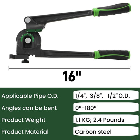 Pumtus 3 In 1 Manual Tube Bender For Copper Pipe 128 Inch And Brass Tubing Bending Tool with rubber handle and carbon steel material.