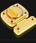 Universal Zinc Alloy Door Latch For Sliding Gates And Heavy Duty Entry Locks Rock Solid Knockout Security Bolt With Hassle Free Screw Mount Kit Built Tough, gold finish, compact design, rotating bolt mechanism.