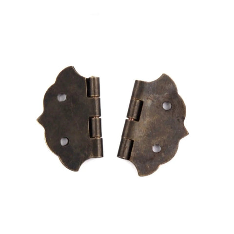 Antique Bronze Flower Pattern Hinges For Small Cabinets And Wooden Boxes, Decorative Butt Hinge with 4-Hole Mount, 29x32mm