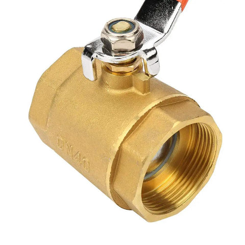 Heavy Duty Brass Ball Valve One Half Inch Female Thread Tough As Nails Industrial Pipe Fitting High Pressure Water Oil Gas Lines smooth operating valve close-up image.