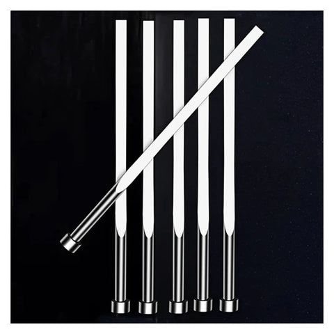 Pro Grade Flat Ejector Pins And Ejector Blade Set For Plastic Molds SKD61 Mold Accessories, six pins on dark background.