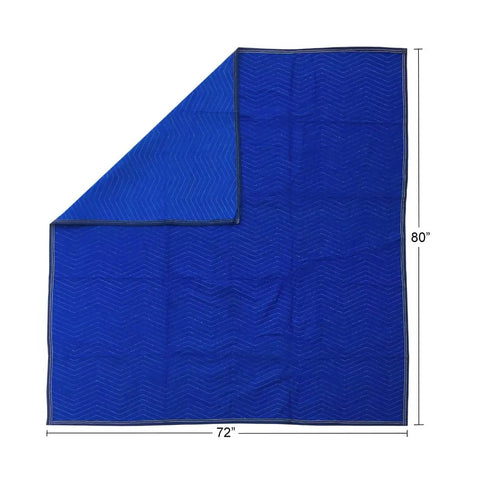 Four Pack Heavy Duty Moving Blankets For Furniture Protection Quilted Padding 72 By 80 Inches Blue quilted moving blanket