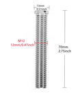 Rock Solid Sink Connection Bolt Extension Screw M12x70mm Copper Chrome Plated Rust Proof Corrosion Resistant Plumbing Hardware For Bathroom And Kitchen No Sweat close-up of M12 threaded extension bolt dimensions.