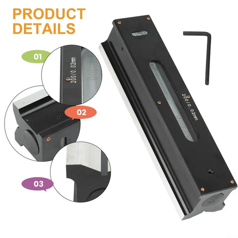 Micpointik 100mm Strip Level 0.02mm, Metal Machinist showing detailed design and features with tool wrench.