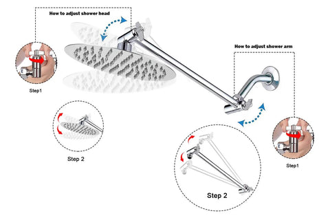 Adjustable Shower Arm Universal Connection And 11 Inch Extension Arm With Tilt Easy Install Anti Leak Chrome Finish For Most Showers Upgrade Your Shower Game With A Strong Downpour