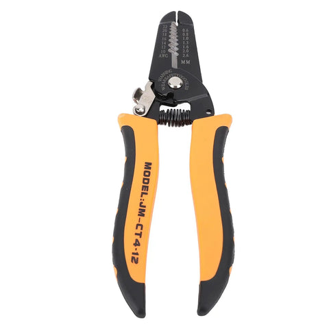 Tough As Nails Carbon Steel Wire Stripper Pliers With Safety Lock For 10 To 22 Awg Wiring Harnesses, orange cushioned grips.