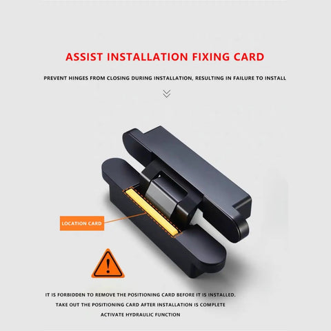 Heavy Duty Hydraulic Buffer Hinge With Invisible Hidden Spring For Automatic Soft Close Silent Operation Built Tough Without The Hassle installation fixing card.