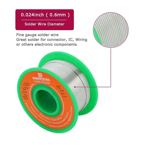 Lead Free Solder Wire With Rosin Core Flux 0.6mm 50g Fine Solder For Electronics DIYers And Repairs Sn99 Ag0.3 Cu0.7
