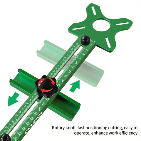 4 In 1 Router Milling Groove Bracket Pro Grade Cabinet Hardware Jig And Woodworking Cutting Tool With Adjustable Router Circle Cutting Guide For Precise Hole Drilling Base Not Included, green aluminum jig with circle guide