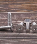 Beefy Flat Head Socket Cap Screws M6 x 12mm Countersunk, DIN7991, 304 Stainless Steel 18-8, Allen Hex Drive displayed on wood surface