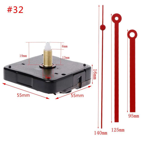 Quartz Clock Movement Kit With Hands For DIY Wall Clock Repair, Replacement Parts Set, Plastic And Aluminum Construction