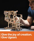 Marble Run Chain Hoist 3D Wooden Puzzle Kit For Grownups Mechanical Engineering Model Build Brain Teaser Hobby Set DIY Desk Toy For Curious Makers And Builders, wooden marble run on desk