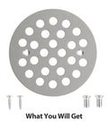 Top Shelf 4.25 Inch Round Shower Drain Cover Forged From Heavy Duty 304 Stainless Steel with screws included.