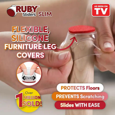 Stretchable Chair Leg Protectors For Hardwood And Tile Floors demonstrating easy installation on small furniture legs.