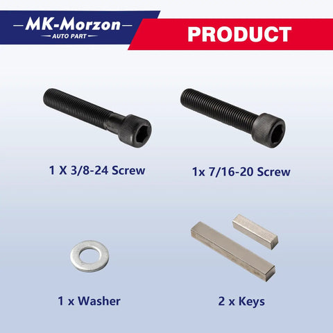 Heavy Duty Engine Pulley Crank Shaft Sleeve Adapter For Quick Gearbox Swaps And Easy Rig Ups, includes screws, washer, keys.