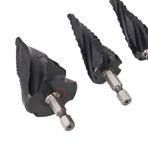 Premium Step Drill Bit Kit With M35 Cobalt Steel 1/4 Inch Shank For Drilling Easy Through Less Steel Aluminum Wood Plastic Tile Fast And Hard Metal Jobs Like A Boss Today, 5-piece set