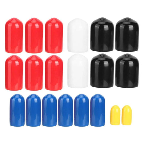 Top Tier 20 Piece PVC Vacuum Line Cap Assorted Kit For Car And Truck Includes Sizes 1/8 3/16 1/4 5/16 3/8 Inch Bung End Plug For Engine Carburetor Repairs Quick Tool Free Installation Durable Fit. Assorted PVC vacuum line caps in red, white, black, blue, and yellow